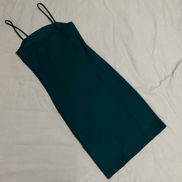 Forever 21 Spaghetti Strap Fitted Mini Dress, Dark Green, Small - Picture 2 of 4